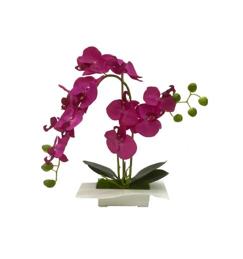 SmileHOME by Pepita Orchidea Művirág 2 alacsony szálas lapos kaspóban 45cm - Többféle