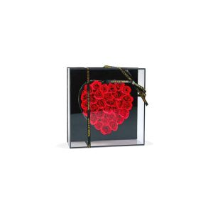 Műrózsák szívalakban díszdobozban LED-es 29x29x6,2 cm DA01202 121637476 - Ajándék ötlet Valentin-napra