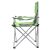 Zöld összecsukható kempingszék oldalnézete karfákkal és pohártartóval, NET márka