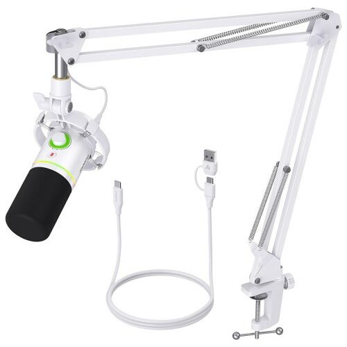 MAONO PD200XS USB Dynamic Streamer Microphone RGB + Mounting Arm Kit - White PD200XS white 121644794