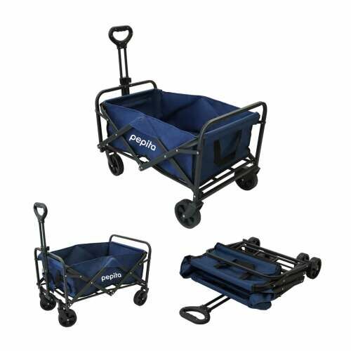 Pepita dark blue folding handcart with adjustable handle, multiple views