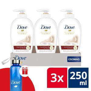 Dove Flüssigseife Silk 3x250ml + Dove Geschenkflasche
