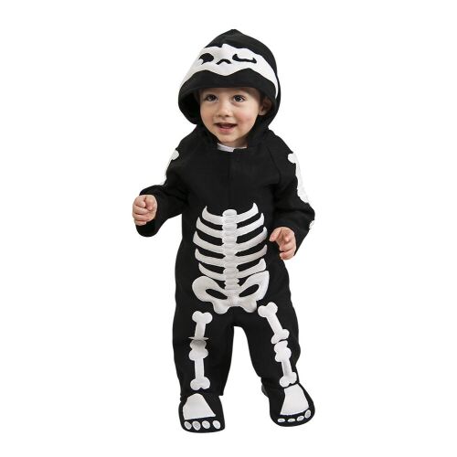Csecsemő csontváz jelmez, aranyos csontváz jumpsuit Halloweenre, fekete-fehér csontváz jelmez gyerekeknek