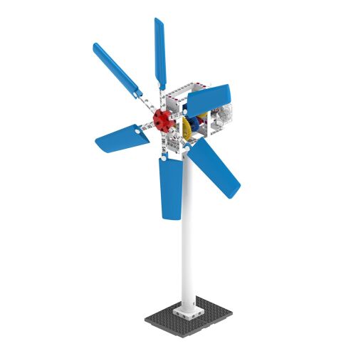 Gigo Toys STEM Kit Veterná energia a jej aplikácie, zostavený model veternej turbíny s modrými lopatkami