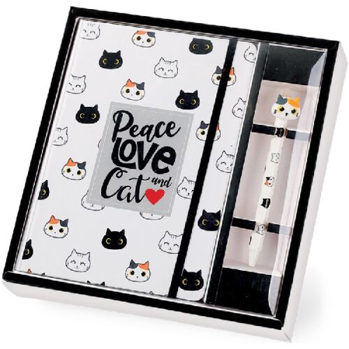 Set cadou cu carnet A5 si pix erasable, cu design pisicute, iTotal 121655790