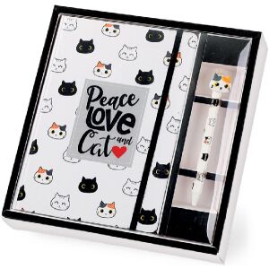 Zestaw prezentowy z notesem A5 i zmazywalnym długopisem z motywem kotka, iTotal 121655790 - Notatnik i notes