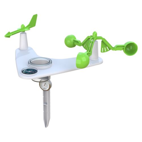 Setul STEM Kit Weather & Climate Lab Thames & Kosmos, stație meteo asamblată, 5-în-1, include anemometru, busolă, pluviometru, termometru și giruetă