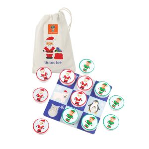 Orange Tree Toys tic tac toe játék, fa tábla, téli csodaország téma, Mikulás és manó karakterekkel, gyerekeknek - Orange Tree Toys