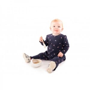 Baba a Bo Jungle szilikon tapadókorongos tál és kanál szetttel, szürke színben - Bo Jungle