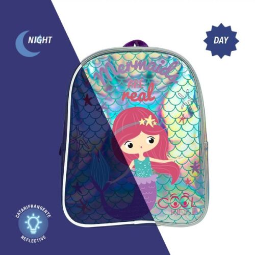 Perletti Sirena sellő hátizsák lányoknak, Cool Kids, fényvisszaverő, iskolatáska, ovi táska