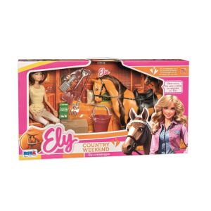 Modepuppenset 29 cm, mit Pferd und Pflegezubehör, spezifische Country-Kleidung