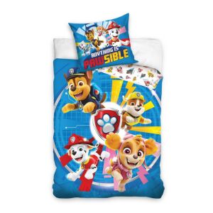 Set lenjerie de pat Paw Patrol Pawsible cu husă de pilotă și față de pernă - Lenjerie de pat