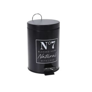 Czarny metalowy kosz na śmieci z nadrukiem Blessed Home Natural with Love, pojemność 3 litry - Projektowanie wnętrz