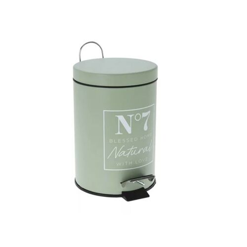 Grüner Metall-Abfalleimer mit Deckel, 3 Liter Fassungsvermögen, Marke Blessed Home Natura