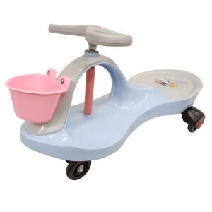 Modré wiggle auto s ružovým košíkom, bez pedálov - Malatec