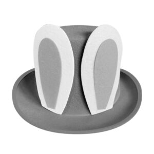 Парти шапка, детска, шарка на зайче, с ушички, цвят сив