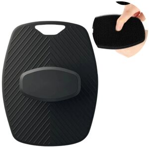 Fekete szilikon mosószivacs testre és arcra, ergonomikus tartóval