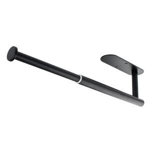 Teleszkópos akasztó törölközőkhöz és papírtermékekhez, fekete, rozsdamentes acél, 38,3x7x14,5 cm