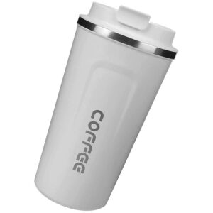 Biely 510ml nerezový a plastový termohrnček na kávu, nepremokavý, značka COFFEE - Preprava jedla a nápojov