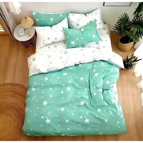 Mentazöld és fehér hullócsillag mintás 7 részes ágyneműhuzat 