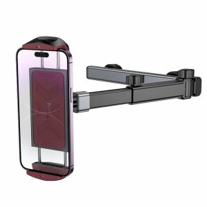 Hoco H69 autós fejtámlára szerelhető telefon és tablet tartó, fekete/bordó színben, 4,5-13 hüvelykes eszközökhöz - Hoco