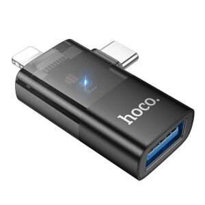 Hoco UA36E adapter - Lightning / Type-C (USB-C) / USB - OTG adapter, fekete 121673943 - Hoco
