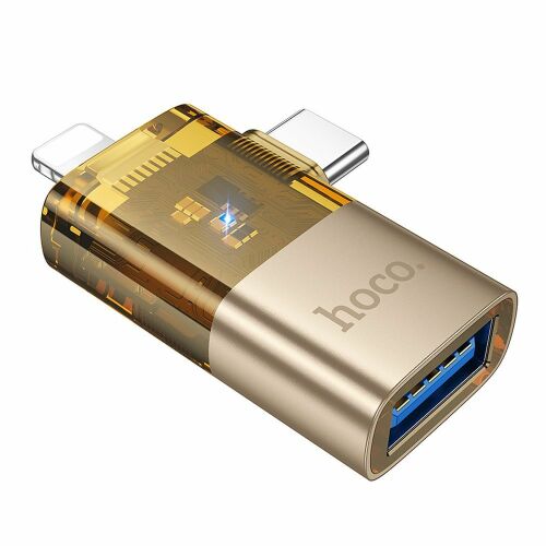 Adapter: Hoco UA36E - Lightning  / Type-C (USB-C) / USB - OTG adapter, arany 121673962