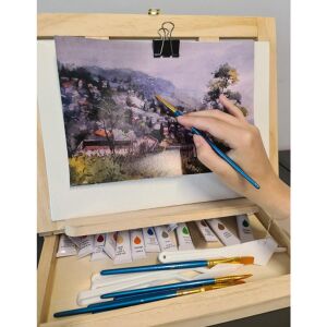 45 darabos festőkészlet fa hordtáskában