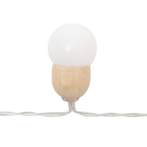 Detaliu șir de lumini LED Home MLC20B, glob alb cald cu bază de lemn - Ghirlande luminoase