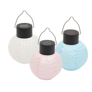 Home MX205 Solarlaterne, 3er-Set, 1 warmweiße LED, Nylon, 30 g, Knopfzelle, weiß oder blau oder rosa 121717684