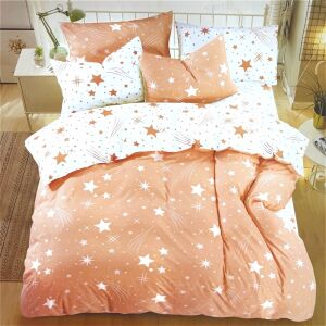 Barack-fehér hullócsillag mintás ágyneműhuzat szett, tartalmaz paplanhuzatot, párnahuzatokat és lepedőt - Ágynemű - ifjúsági és felnőtt