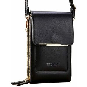 Forever Young čierna crossbody taška na telefón a peňaženku so zlatým zipsom - Kufre&tašky