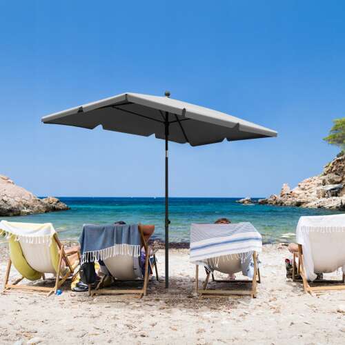 Malatec grey rectangular tilting parasol on a beach