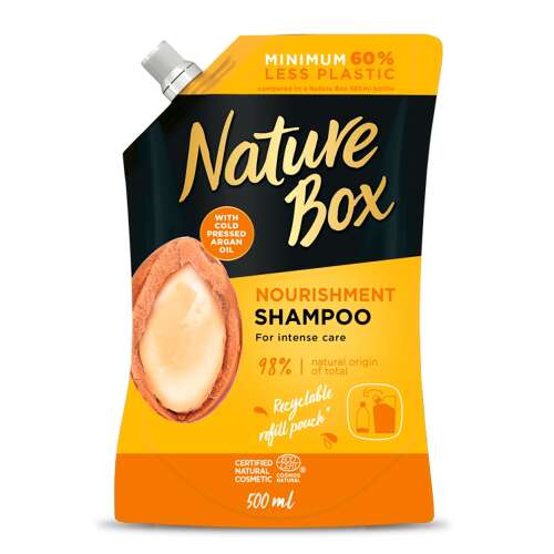 Reîncărcare șampon Nature Box cu ulei de Argan pentru păr moale 500ml