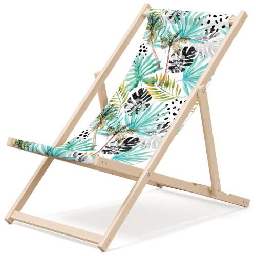 Chill összecsukható Napozóágy - Levelek #fehér-kék