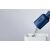 Deerma DX1000W blue handheld vacuum cleaner emptying dust into a bin