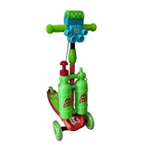 Keyriders three-wheeled kids scooter with water sprayer, green and red, adjustable handlebar, easy to transport, safe to use - Kids' Scooter