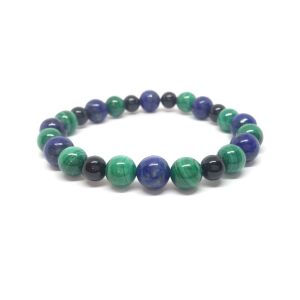 Önmegvalósítást támogató, depresszió csökkentő, negatív hatást megszüntető – malachit, lazurit, fekete turmalin ásvány karkötő 121888647 - Női ékszer