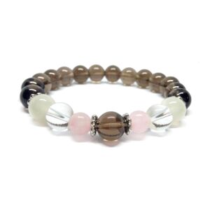 Görcsoldó, nyugtató, depresszió csökkentő, védelmező - füstkvarc, holdkő, hegyikristály, rózsakvarc ásvány karkötő 121888724 - Női ékszer