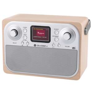 GoGEN DAB700BTCS DAB+ and FM radio with Bluetooth, wooden design, front view - Audio