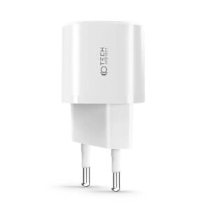 Încărcător de rețea Tech-Protect C20W Mini cu două porturi, alb, USB-C PD 20W și USB-A QC 3.0 - Tech-Protect