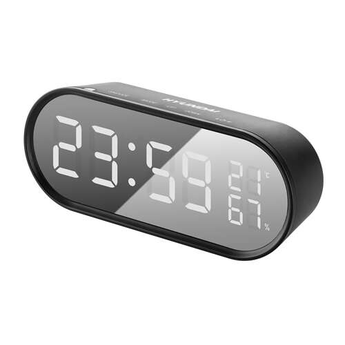 Hyundai AC331B digital alarm clock with temperature and humidity display