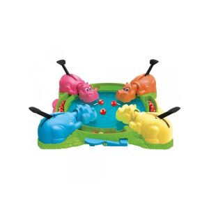 Éhes vízilovak társasjáték, Hasbro játék, családi játék, gyerekeknek játék, 4 színes víziló, golyókapkodós őrület - Hasbro