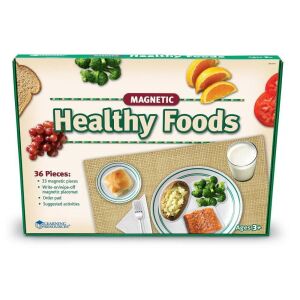 Set de jucărie magnetică Alimente sănătoase, 36 de piese, include magneți cu alimente, covor de joacă și ghid de activitate - Learning Resources