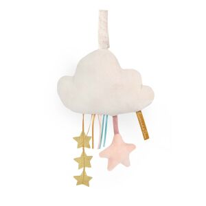 Играчка за бебета Moulin Roty Luminous Cloud, бял плюшен облак със звезди и панделки, висяща - Нощна лампа, проектор