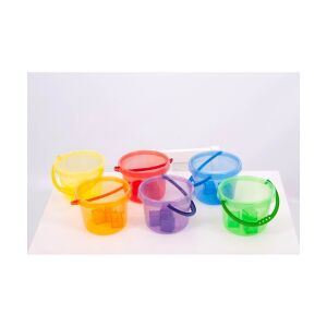 Satz mit 6 bunten, durchsichtigen Eimern für sensorische Aktivitäten - Schaukelpferde, Schaukeltiere und Entwicklungsspiele für Kinder im Kindergartenalter