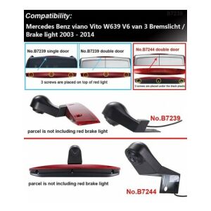 Cameră de marşarier Mercedes Vito Viano W639 2003-2014, cameră spate, cameră pentru al treilea stop, compatibilă cu modelele cu uşi duble - Electronica auto
