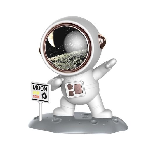 Boxa portabilă Bluetooth MoonVibe cu design de astronaut, alb.