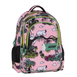 Rosa Moomin Schulrucksack mit Dschungel-Druck, 30 x 14 x 44 cm - Nonbrand Schultaschen, Ranzen