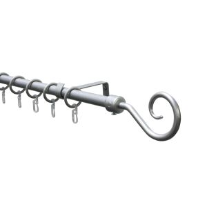 GARDINIA ezüst színű kihúzható karnis dekoratív véggel, fém tartóval és függönykarikákkal - Karnis